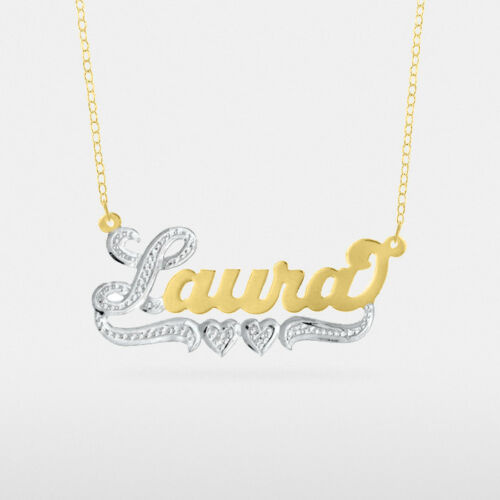14K Gold Overlay Name Necklace- Single Plate, Style 21